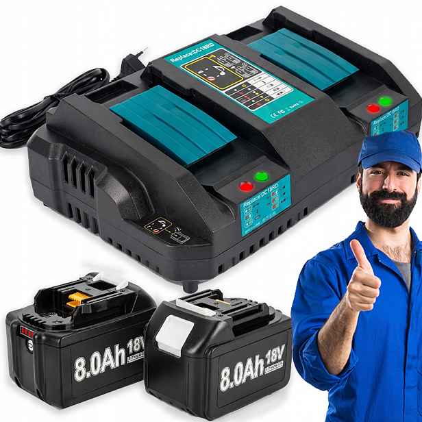 2 Ks BL1850B 18V 8AH Akumulátor Nabíječka DC18RD Pro Maklta BL1860B