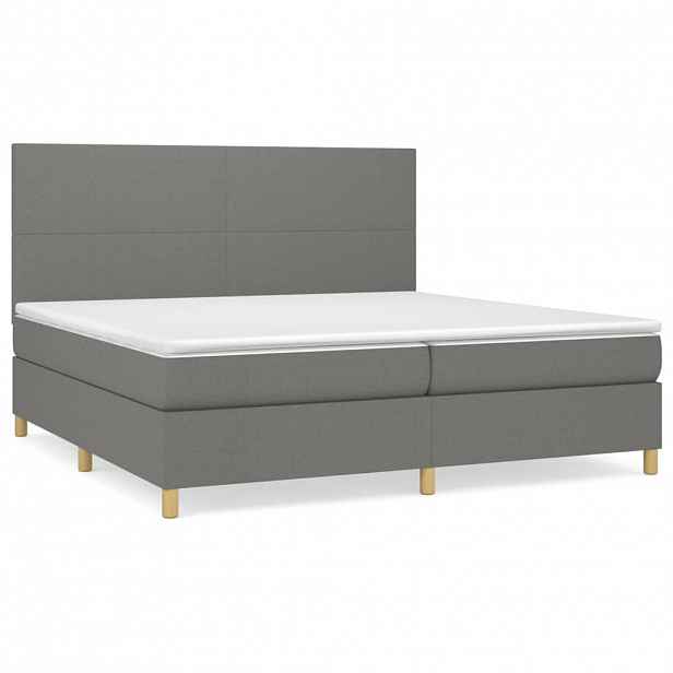 vidaXL Box spring postel s matrací tmavě šedá 200x200 cm textil