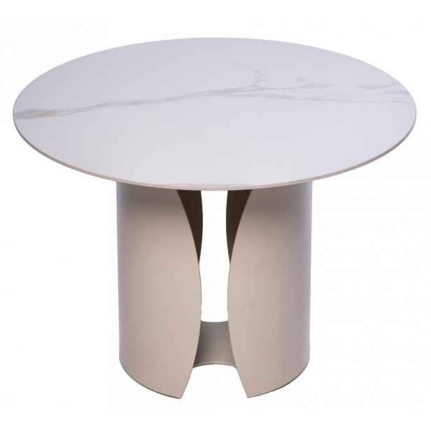 Kulatý konferenční stolek Kira, 60 cm, krémová/imitace světlého mramoru