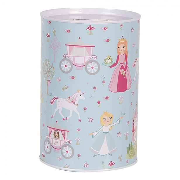 Modrá plechová dóza kasička princezny - Ø 10*15 cm Clayre & Eef