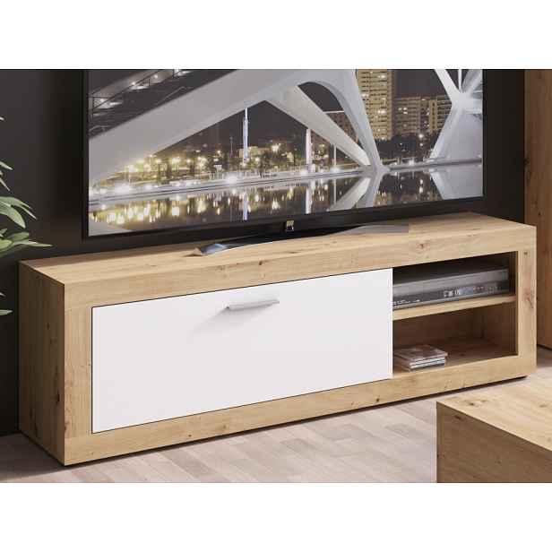 TV skříňka Brilon, 150 cm, dub artisan/bílá
