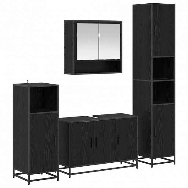 vidaXL Sada koupelnového nábytku 4 ks Černý dub 35 x 37,5 x 188,5 cm