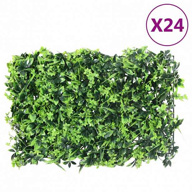 vidaXL Umělý listnatý plot 24 ks zelený 40 x 60 cm