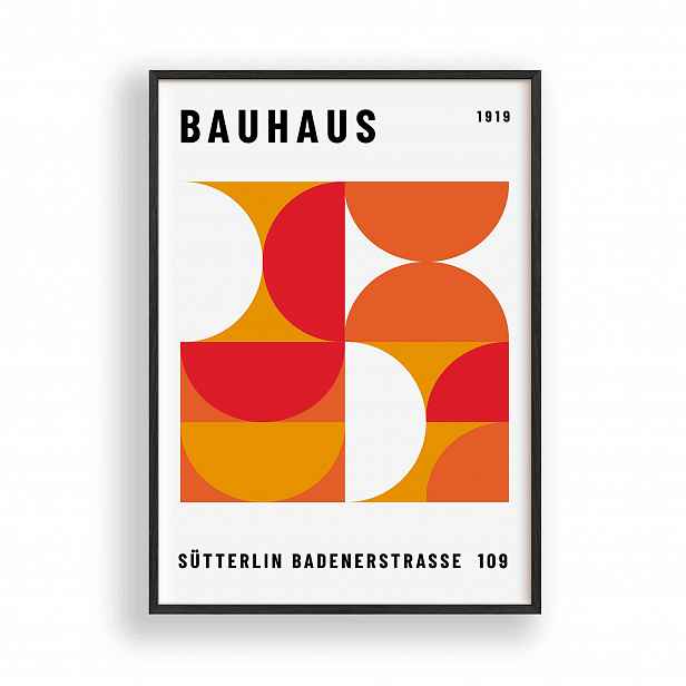 Obraz Bauhaus Geometrické formy Plakát Rámeček Dřevěný Černý 30x42 cm
