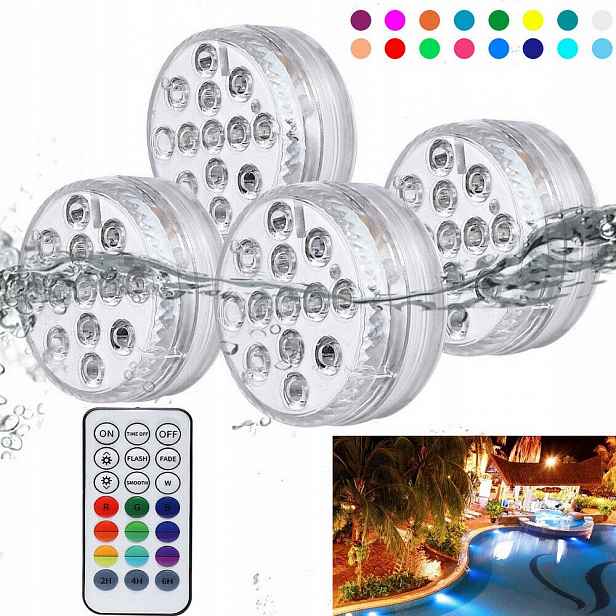 4x Bazén Lamp+dálkový Ovladač Podvodní Led Světla IP68 do bazénu Jacuzzi Spa