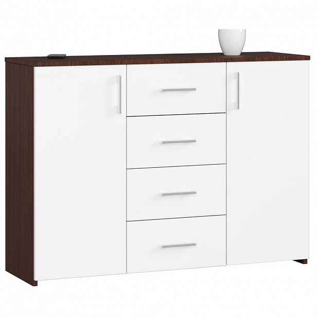RAUMHIRSCH FURNITURE KOMODA tmavě hnědá, bílá 80/110/35