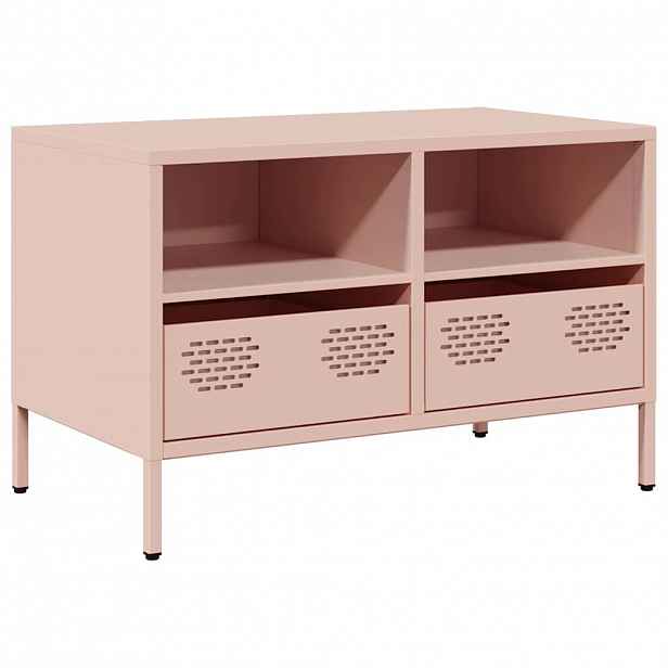 vidaXL TV skříňka růžová 68 x 39 x 43,5 cm ocel válcovaná za studena