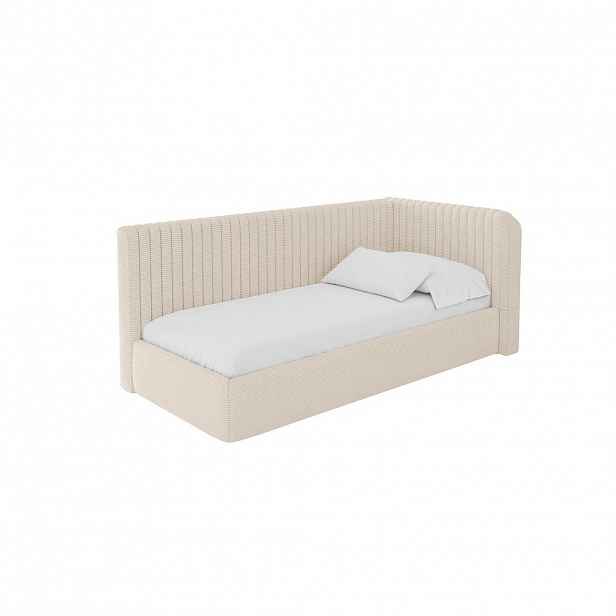 ALTDECOR JEDNOLŮŽKOVÁ POSTEL pro mládež s úložným prostorem, vlevo - AURY 90x200 béžová
