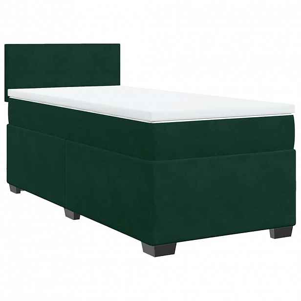 vidaXL Box spring postel s matrací tmavě zelená 90x190 cm samet