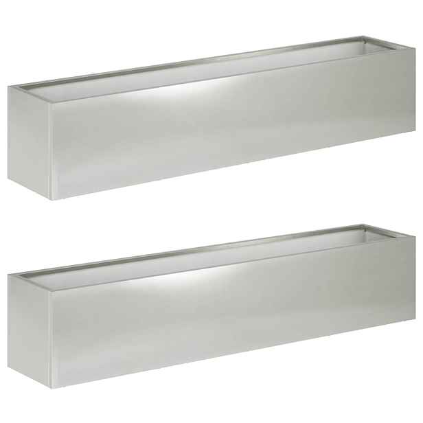 vidaXL Zahradní pěstebník 2 ks Stříbrná 80 x 20 x 20 cm Nerezová ocel
