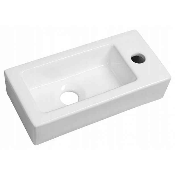 Zoe keramické umývátko 37x18 cm, otvor pro baterii vpravo, bílá (AR495) /po