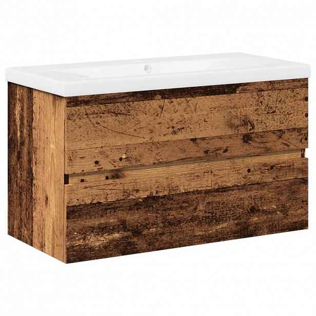 vidaXL Skříňka se zápustným umyvadlem old wood