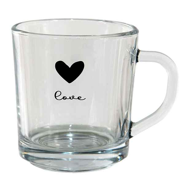 Skleněný hrneček Love - 11*8*9 cm / 250 ml Clayre & Eef