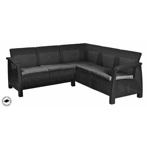 Zahradní sestava CORFU RELAX set, antracit + šedé podušky