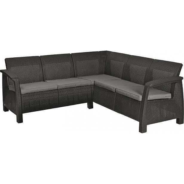 Zahradní sestava CORFU RELAX set, antracit + šedé podušky