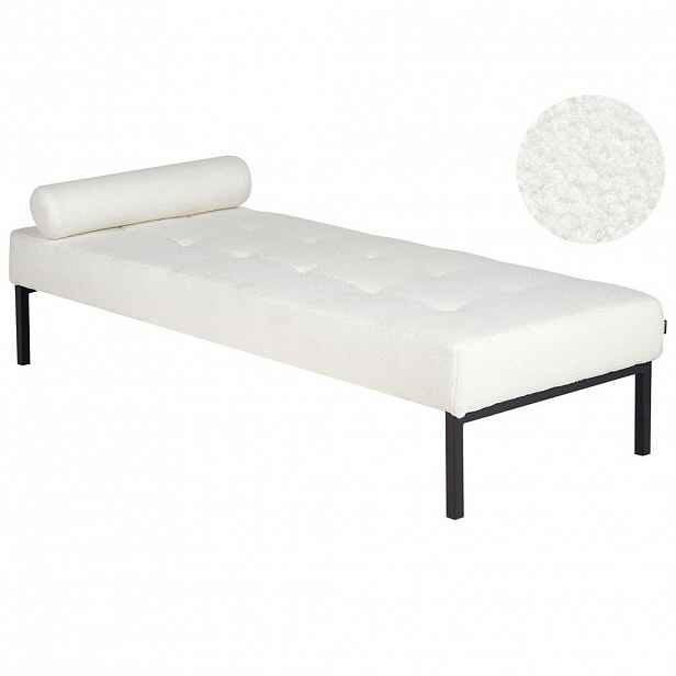 Beliani ČALOUNĚNÉ LEHÁTKO CHAISE LONGUE Bouclé Bílé Chinon