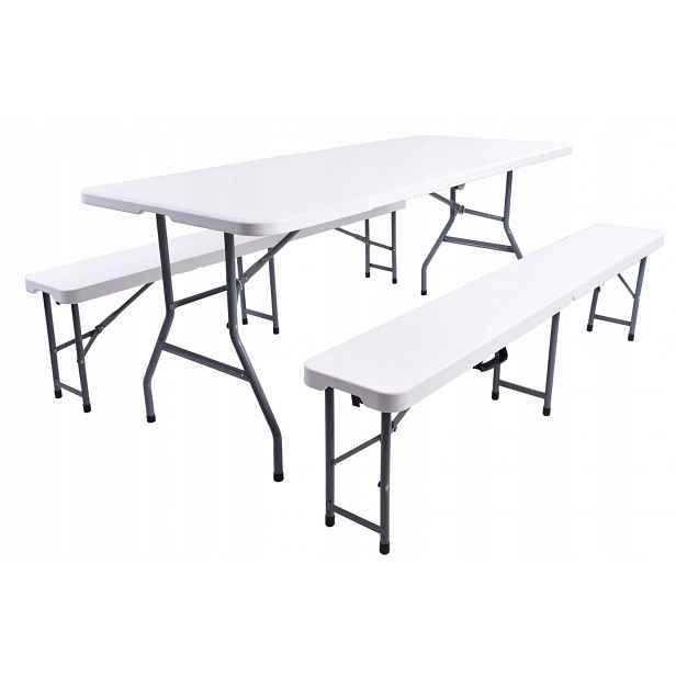 Cateringový set Feta White stůl 180 cm 2 lavice