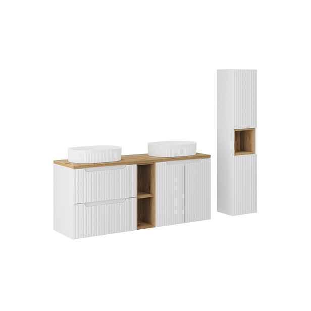 Comad Koupelnová sestava Nova White se skříňkami a umyvadly 140 cm bílá/dub evoke