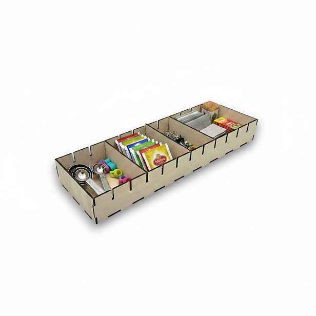 usporadejto.cz Organizér do šuplíku s přepážkami, vložka do zásuvky, dřevěný VASKY, 45,5 x 15 x 6 cm
