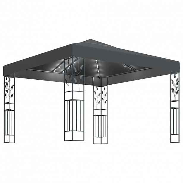 vidaXL Altán se světelnými LED řetězy 3 x 3 m antracitový