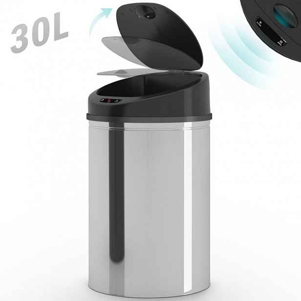 Automatický odpadkový koš se senzorem 30 l, stříbrný
