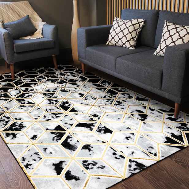 Kusový koberec Allure 1966 black/gold, 140x190, žlutá, kancelář, Dywany Łuszczów