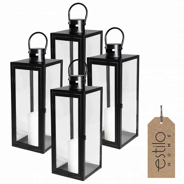 Set 4x Lampiony na terasu do obývacího pokoje Balkon Černý 63 cm Dekorativní Velký