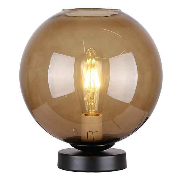 Stolní retro lampa GLOBE - 1xE27, 60W, černá / hnědá