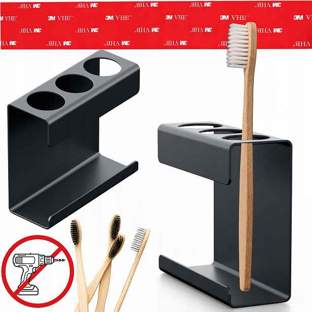 Závěsný Držák Na Zubní Kartáčky, Smile Hliníkový, Neinvazivní Pásek