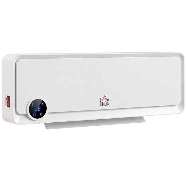 HOMCOM BÍLÝ plastový ventilátor s ohřívačem