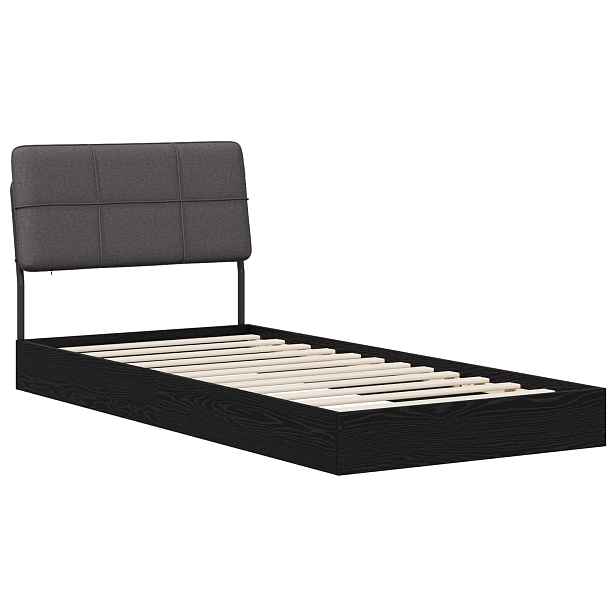 vidaXL Jednolůžková postel s čelem černý dub a tmavě šedá 90 x 190 cm