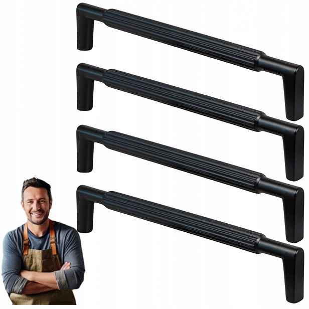 Nábytková Úchytka do zásuvky Randi 160 mm černý matný, 4 ks