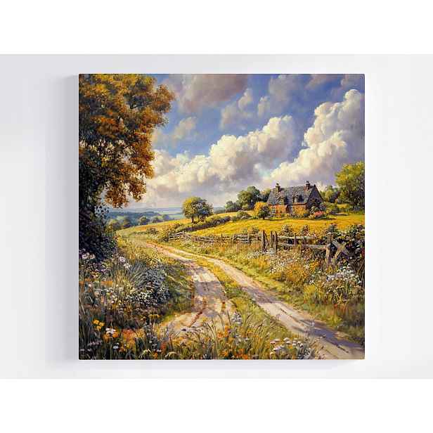 Obraz Na Plátně Canvas Krajina Rustikální Venkov Vesnice Dům Cesta Léto 50x50