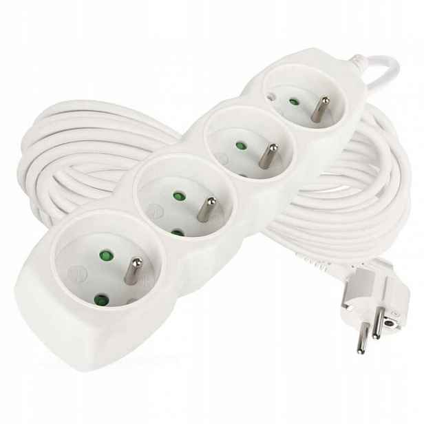 Prodlužovací kabel 10 m 4 zásuvky bílý Pvc 1,5 mm2