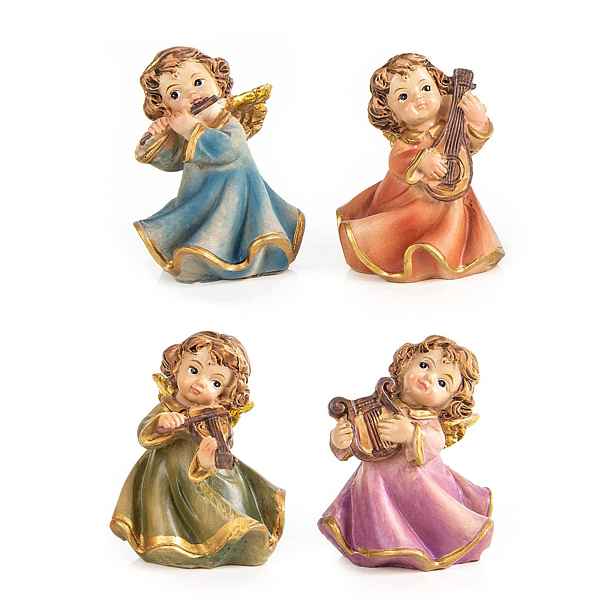 Vánoční Figurky Andělé 4 Ks 5 CM S Hudebními Nástroji, Ozdoba