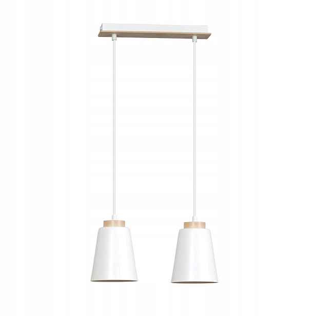 Závěsná lampa Bolero 2 White skandinávská, dřevo, bílá