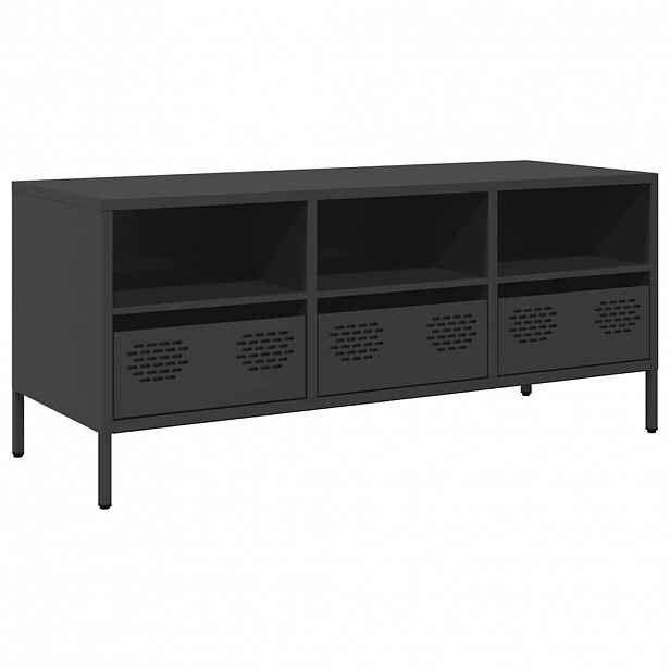 vidaXL TV skříňka černá 101,5 x 39 x 43,5 cm ocel válcovaná za studena
