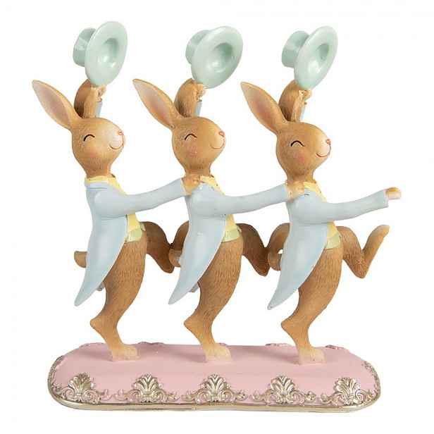 Dekorace tančící králíčci s klobouky - 23*8*25 cm Clayre & Eef