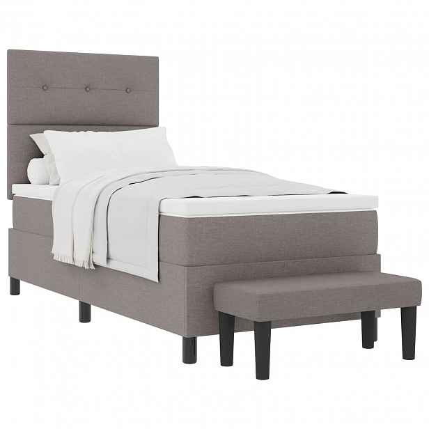 vidaXL Postel s boxspringem s čelo Taupe 90 x 190 cm textil
