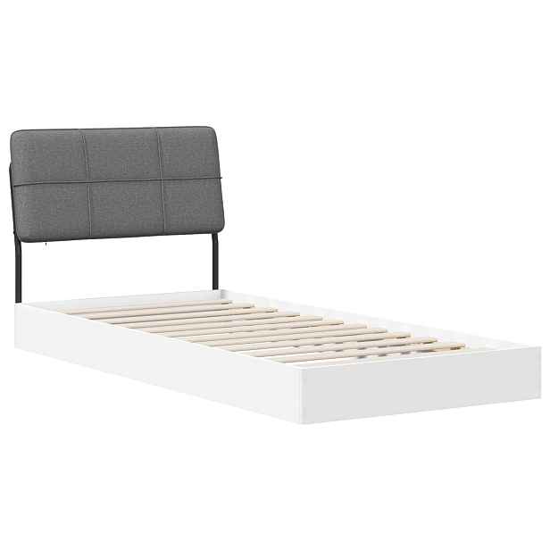 vidaXL Jednolůžková postel s čelem Bílá a světlá šedá 90 x 190 cm