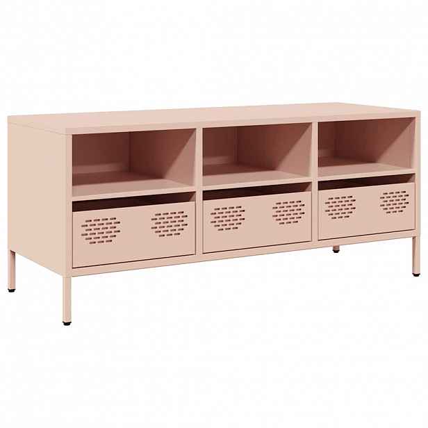 vidaXL TV skříňka růžová 101,5x39x43,5 cm ocel válcovaná za studena