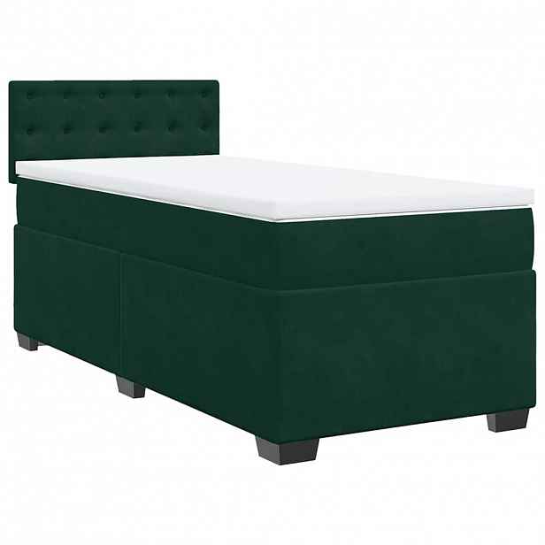 vidaXL Box spring postel s matrací tmavě zelená 90x190 cm samet