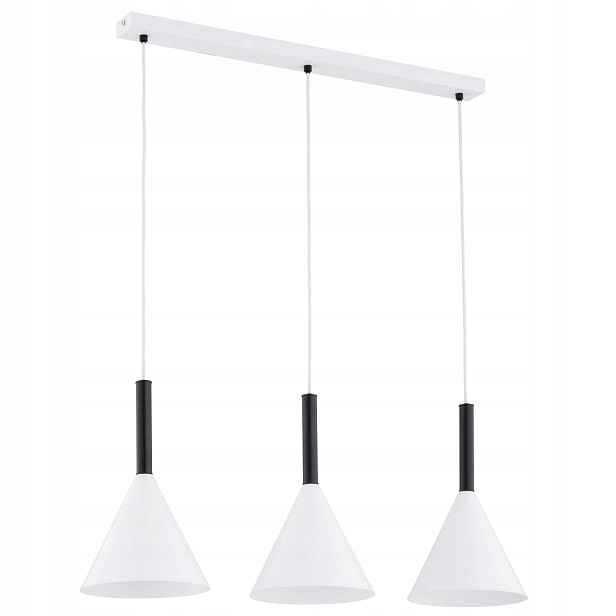 Moderní závěsná lampa Bílá Kónická Stínidla 3xE14 10W Pero Alfa