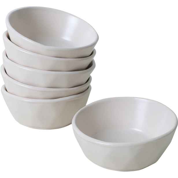 Sada 6 kameninových misek Facetta 12 cm, krémová