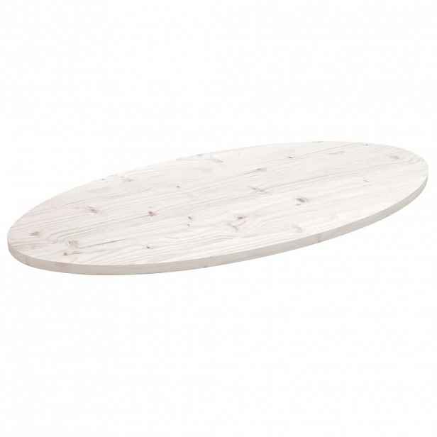 vidaXL Stolní deska bílá 110 x 55 x 2,5 cm masivní borové dřevo oválná