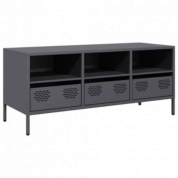 vidaXL TV skříňka antracit 101,5x39x43,5 cm ocel válcovaná za studena