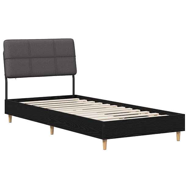 vidaXL Jednolůžková postel s čelem černý dub a tmavě šedá 90 x 190 cm