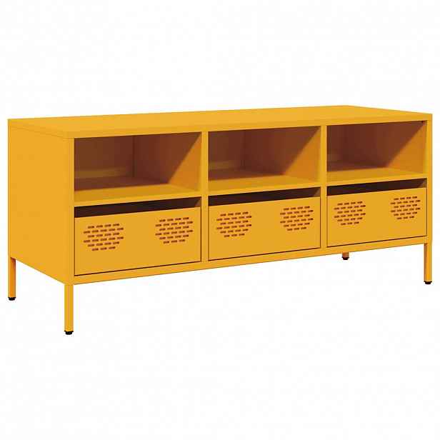 vidaXL TV skříňka hořčicově žlutá 101,5 x 39 x 43,5 cm ocel