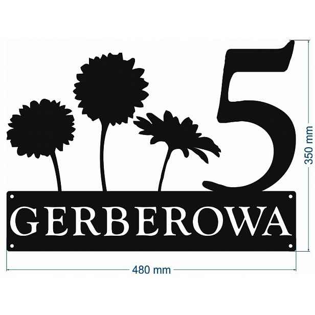 Číslo Na Dům 60 cm Tabule Adresa Ocel 2 mm Gerberová ul.