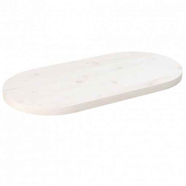 vidaXL Stolní deska bílá 60 x 30 x 2,5 cm masivní borové dřevo oválná